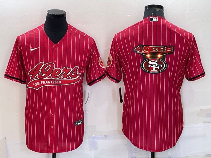 Men San Francisco 49ers Blank Red stripe 2022 Nike Co branded NFL Jersey3->san francisco 49ers->NFL Jersey